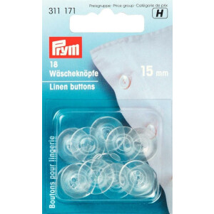 Prym Wäscheknöpfe Kunststoff 24 15 mm transparent