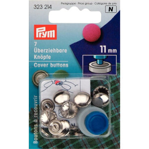 Prym &Uuml;berziehbare Kn&ouml;pfe m. Werkzeug MS 11 mm silberfarbig